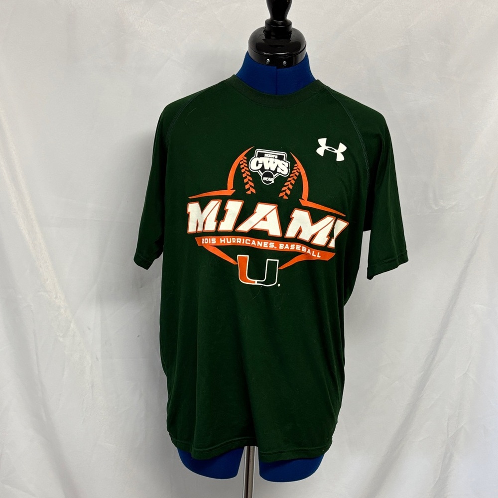 Under Armour Dark Green Miami Baseball Tee